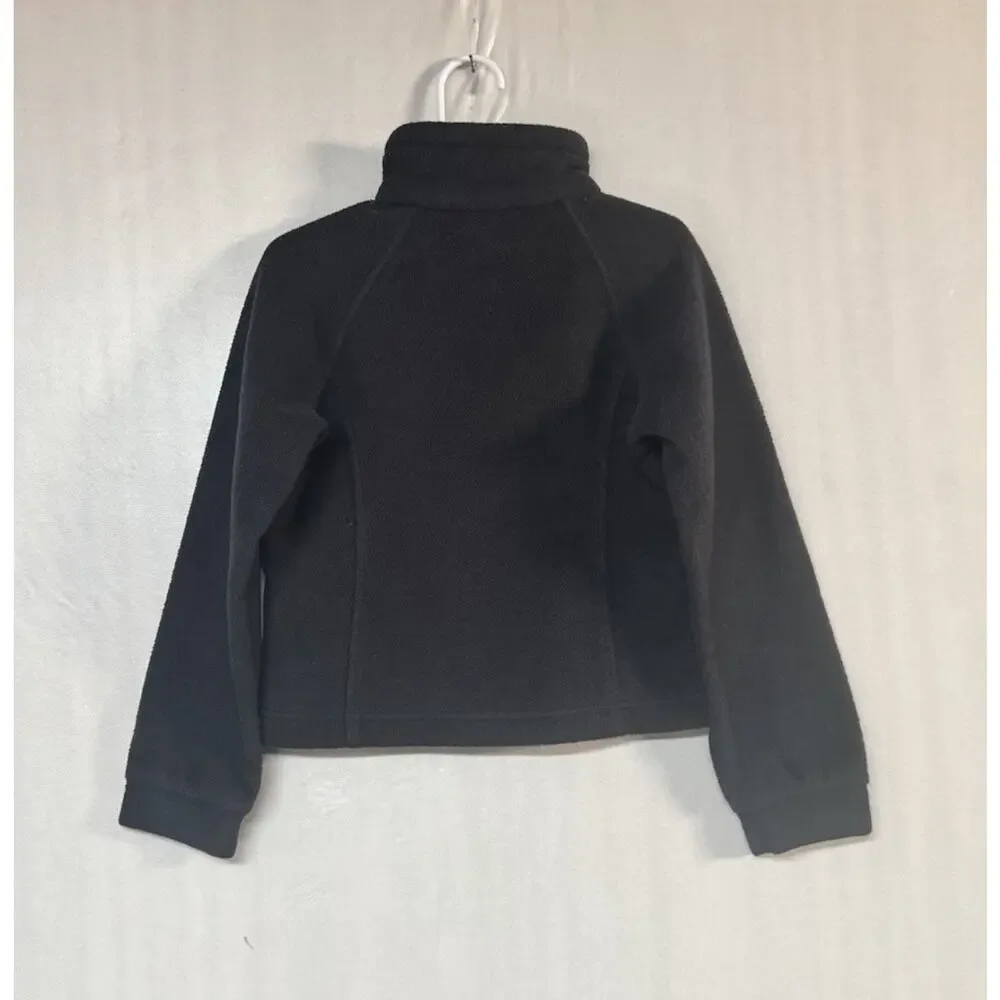 Columbia Girls Youth Black Fleece Pink Zip Jacket Lightweight Layer Size XXS 4/5